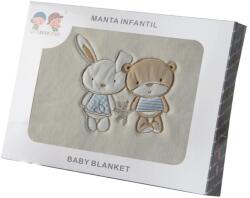 Gamberritos takaró - plüss 110x140cm maci és nyuszi kék 10601 (10601-66456556)
