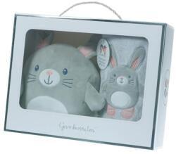 Gamberritos takaró wellsoft 80x110cm plüss játékkal szürke/rózsaszín nyuszi 10757 (10757-69228626)