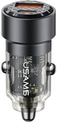USAMS Autós Töltő C39 USB+USB-C 60WFoi gyors töltés fekete CC208CC01 (US-CC208)