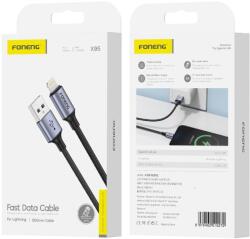 FONENG kábel X95 Lightning 3A 1.2M Fekete