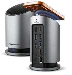 AXAGON HMC-WL9 USB-C 10 Gbps 9in1 hub vezeték nélküli töltéssel (HMC-WL9) - bestbyte