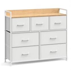 SONGMICS Comodă albă cu 7 sertare, design universal, montaj ușor (LTS523W57) Raft