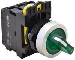TRACON világítókaros kapcsoló, zöld, LED, kétállású 1×NO+1×NC, 5A/230V AC-15, IP65, LED 230V AC/DC NYK3-SL21G (NYK3-SL21G)