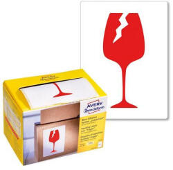 Avery Zweckform Jelölő, pohármatrica, Törékeny, óvatosan kezelendő! , 74x100 mm, piros, AVERY ZWECKFORM, 200 etikett/csomag (AY7251) (AY7251)