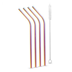 Family Rozsdamentes acél szívószál szett - titán szivárványos - 215 x 6 mm - 5 részes (57590) - lumenet