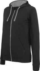 Kariban Női kapucnis pulóver Kariban KA467 Ladies’ Contrast Hooded Full Zip Sweatshirt -M, Black/Yellow