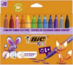 BIC Markere de colorat BIC Kids Comfort Jumbo, cerneala ultra-lavabila pe baza de apa, culori asortate, 4.5mm, 12 buc/set 517250