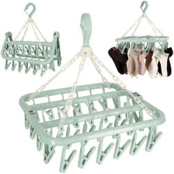  Ikonka Szárító állvány zoknikhoz fehérneműkhöz 32 ruhacsipesz - Kék (KX4314) Ruhaszárító