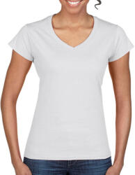 Gildan Női póló Csapott ujjú Gildan Ladies Softstyle V-Neck T-Shirt - S, Fehér
