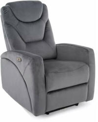 SIGNAL MEBLE Kronos Velvet Elektromos Relaxációs Fotel USB Csatlakozóval Szürke (SIG-KRONOSVSZ) - pepita