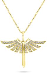 Brilio Silver Stílusos aranyozott nyaklánc Angyalkard cirkónium kövekkel NCL144Y