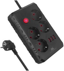Maclean Prelungitor Maclean, przedłużacz 4 gniazda + 3xUSB, 14 prize + 3xUSB, 110-240V AC 50/60Hz, 2.1A max 2500W, 1.5m, negru, MCE392 B10-240V AC 50/60Hz, 2.1A max 2500W, 1, 5m, czarna, MCE392 B (MCE392) - p