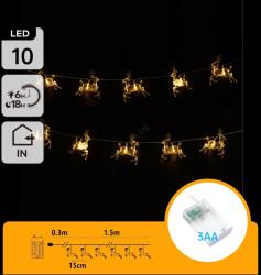 Aigostar - LED гирлянд 10xLED/3xAA 1, 5m топла бяла с еленчета (AI2224)