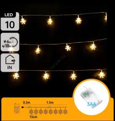 Aigostar - LED гирлянд 10xLED/3xAA 1, 5m топли бели снежинки (AI2223)