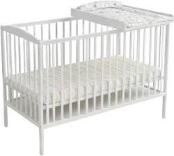Kidizi Patut din lemn masiv 120x60 cm Kidizi Orella alb, masuta infasat din lemn si salteluta incluse, reglabil pe 3 nivele, certificat EN71 (1729+4228+4426)