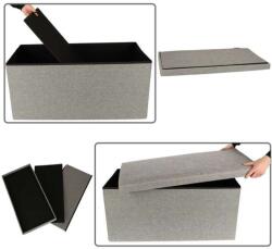 KIK Összecsukható puff tárolórekesszel, szürke nagy 76x38x38cm (KIK-KX4619)