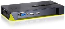 LevelOne USB KVM kapcsoló, Levelone, Műanyag, Fekete, 72x164x26 mm (128014)