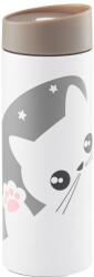 Ambition Kitty termosz bögre, 340ml, rozsdamentes acél, sötétszürke, macska mintás (66707)