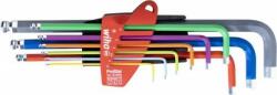 Wiha gömbvégű imbuszkulcs (hatlapú L-kulcs) készlet, színes, UV-fény alatt világít, ProStar tartóban, 9 részes, 1, 5-10mm (46555) (46555)