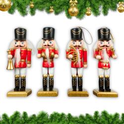  Figurina spargator de nuci, 13 cm, Lemn, Set 4 figurine, Decoratiune Craciun, lemn vopsit, stil vintage (9989-44)