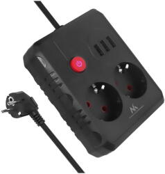 Maclean Prelungitor cu 2 prize + 3xUSB, 110-240V AC 50/60Hz, 2.1A max 2500W, 1.5m, negru, MCE387 B (MCE387)