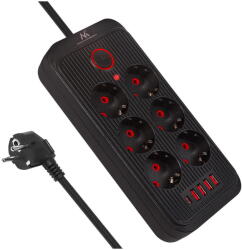 Maclean Prelungitor 6 prize + 4xUSB, 110-240V AC 50/60Hz, 2.1A max 2500W, 3m, Alb, MCE391W (MCE391) - pcone