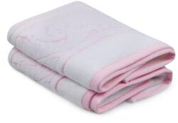 Hobby Home® Set 2 prosoape 50x90cm bumbac 100% cu bordura jacquard, Hobby Home, Sultan Alb/Roz Prosop