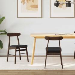 vidaXL Étkezőszék 2 pcs Sötétbarna és Fekete Tömör Gumi Fa (42020484)