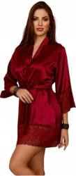  Elegáns Szatén Fürdőköpeny, csipkével, bordó, Size XL (2001-szlafrok)