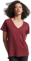 SUPERDRY Hímzett, lángolt V nyakú női póló Superdry vörös