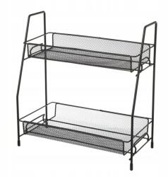 HowHomely Fém polc, 2 szintes, fekete, 33cm, konyhába, fürdőszobába, loft stílus (HH-801755)