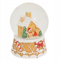 Atmosphera Hógömb, mézeskalács házikóval, Ø10cm, 13, 8cm magas, polyresin (208684-JJA)