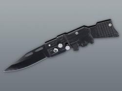 Padonio Fémből készült puska formájú rugós bicska - fekete színű (DM-8-1006)