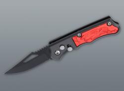 Padonio Fémből készült , dombornyomott markolatú rugós bicska - fekete, piros színű (DM-8-1008)