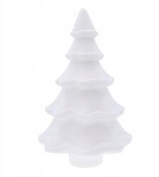 Paula flokkolt karácsonyfa figura, 35cm, fehér, 20cm széles, 1db (SF2042)