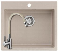 Quadron 1380+SAP4-F090KS - Quadron MORGAN 110 gránit mosogató (570x500 mm, 1 medence ) pearl beige + Zegor csaptelep bézs szett (1380+SAP4-F090KS)
