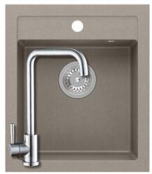 Quadron 1318+SAP4-B090 - Quadron JOHNNY 100 gránit mosogató (430x500 mm, 1 medence ) soft taupe + Zegor rozsdamentes szögletes csaptelep szett (1318+SAP4-B090)