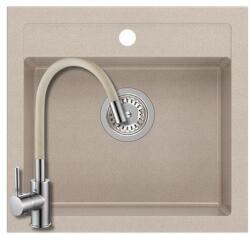 Quadron 1379+SAP4-F090KS - Quadron JOHNNY 110 gránit mosogató (500x470 mm, 1 medence ) pearl begie + Zegor csaptelep bézs szett (1379+SAP4-F090KS)