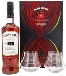 Bowmore 15 éves Ajándékcsomag 2 pohárral DRS (0, 7 l, 43%) - goodspirit