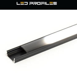 Alu-LED Alumínium profil LED szalaghoz fekete ALP-002 fekete búra (28226)