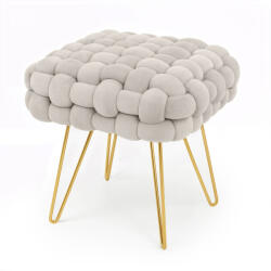 AKORD Furniture Factory AKORD DOTTY Pufa Tapicerowana Welur Kremowy Plecione Siedzisko (AKO-PUDOT-CR)
