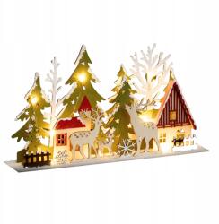 Fééric Lights & Christmas Karácsonyi Városka, 13 LED, 30×6×17cm, fa, karácsonyi jelenet (183137)