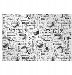  Konyhai szőnyeg boho, monokróm kávé motívum, kiváló nyomtatási minőség, ellenáll a foltoknak (010260360260000027877)