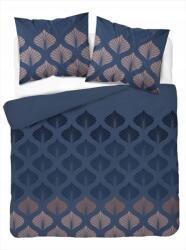 Detexpol Sötétkék Mikroszálas Szatén Ágyneműhuzat, levelek, 160×200cm (5471A)