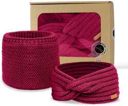  Ajándékcsomag: Keresztpántos fejpánt és nyakmelegítő - Sötétrózsaszín (gift-set-XII-dark-pink)