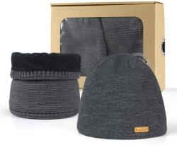 Bontis Ajándékcsomag: Férfi sapka és nyakmelegítő - Középszürke (gift-set-XIII-mid-grey)