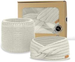  Ajándékcsomag: Keresztpántos fejpánt és nyakmelegítő - Tejfelfehér (gift-set-XII-cream)