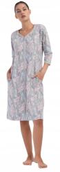 Vienetta Pamut fürdőköpeny, cipzáras, levelek, Size M, 100% pamut (4050270280-szlafrok)