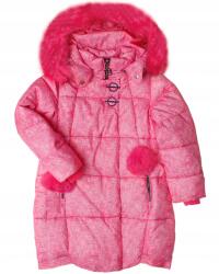  Rózsaszín téli kabát szőrmével, nagyon meleg, melírozott, 110-es méret (G730B)