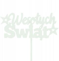 Trend-Deco Zöld Boldog karácsonyt topper, fa, ajándék dekoráció (#12982)